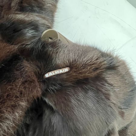  balmain バルマン 毛皮コート シルク100％ Mサイズ SQ320-90HQT ブラウン