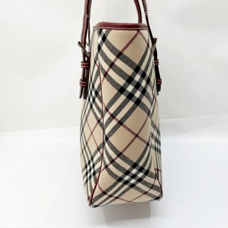  BURBERRY BLUE LABEL バーバリーブルーレーベル バッグ ハンドバッグ ノバチェック キャンバス×レザー レッド系(レザー)
