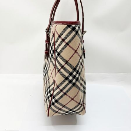  BURBERRY BLUE LABEL バーバリーブルーレーベル バッグ ハンドバッグ ノバチェック キャンバス×レザー レッド系(レザー)