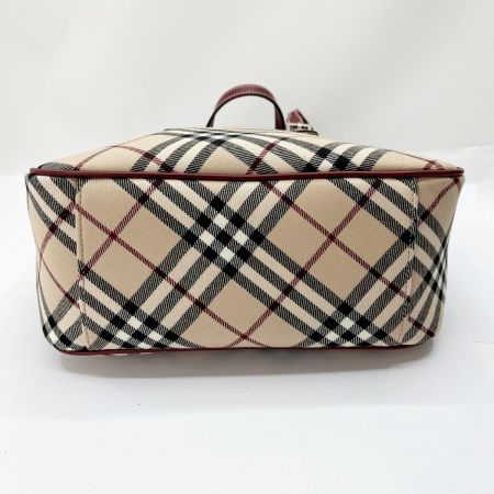  BURBERRY BLUE LABEL バーバリーブルーレーベル バッグ ハンドバッグ ノバチェック キャンバス×レザー レッド系(レザー)