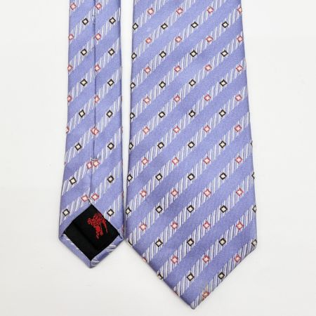  BURBERRY BLACK LABEL バーバリーブラックレーベル ネクタイ シルク100％ネクタイ　斜めラインに四角 ラベンダー