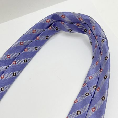  BURBERRY BLACK LABEL バーバリーブラックレーベル ネクタイ シルク100％ネクタイ　斜めラインに四角 ラベンダー