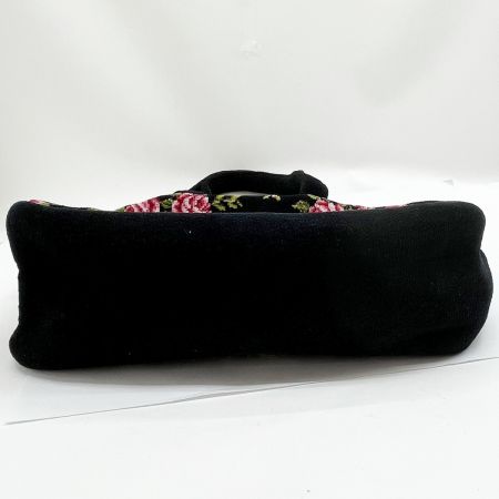  FEILER フェイラー ハンドバッグ トート バラ柄 黒/ピンク薔薇 x ピンク