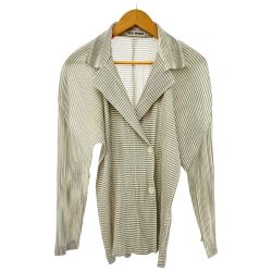 ◆◆ ISSEY MIYAKE イッセイミヤケ 変形ジャケット  プリーツ Mサイズ JG14500 ライトグレー Bランク