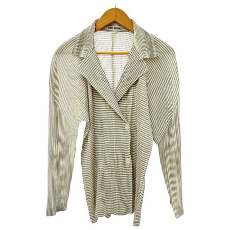  ISSEY MIYAKE イッセイミヤケ 変形ジャケット  プリーツ Mサイズ JG14500 ライトグレー