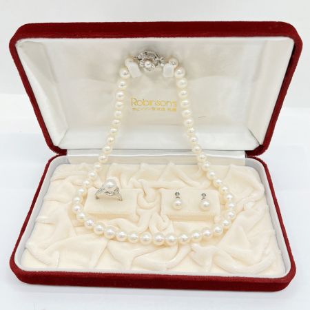   アコヤ真珠 パールリングpt900 7.6g/ パールイヤリングWGK14 2.4g/ネックレス SV925 42.4g 3点セット