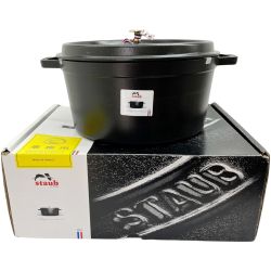 ◆◆ STAUB ストウブ 業務用 ピコ ココット ラウンド 両手鍋　ほうろう 34cm 12.6L IH対応 40510-307 ブラック Sランク