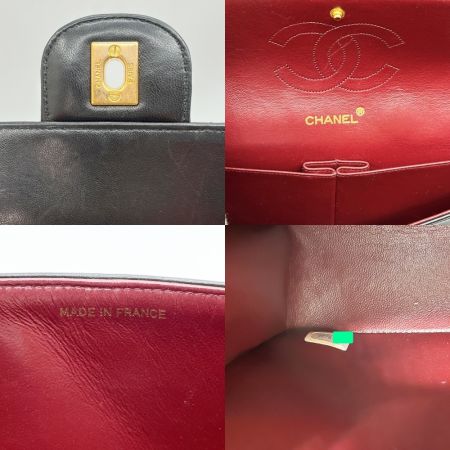  CHANEL シャネル マトラッセ Wフラップ チェーン ショルダー ブラック x ゴールド