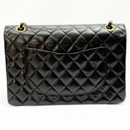  CHANEL シャネル マトラッセ Wフラップ チェーン ショルダー ブラック x ゴールド