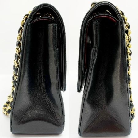  CHANEL シャネル マトラッセ Wフラップ チェーン ショルダー ブラック x ゴールド