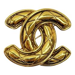 ◆◆ CHANEL シャネル ブローチ ココマーク マトラッセ ヴィンテージ ゴールド Cランク