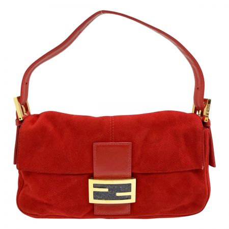  FENDI フェンディ マンマバケット スエード バッグ 肩掛け ハンド 2813-26424-009 レッド