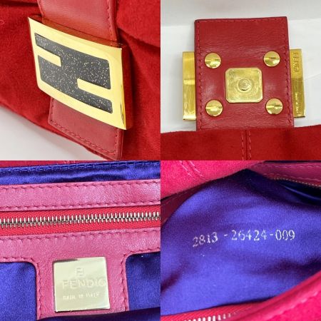  FENDI フェンディ マンマバケット スエード バッグ 肩掛け ハンド 2813-26424-009 レッド