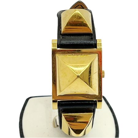  HERMES エルメス メドール 腕時計 レディース 595374 ゴールド x ホワイト x ブラック