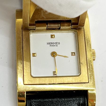  HERMES エルメス メドール 腕時計 レディース 595374 ゴールド x ホワイト x ブラック