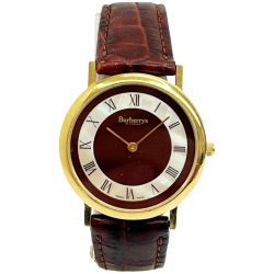 ◆◆ Burberrys バーバリーズ 腕時計 メンズ 稼働品 シェル 6000G ボルドー x ゴールド Cランク