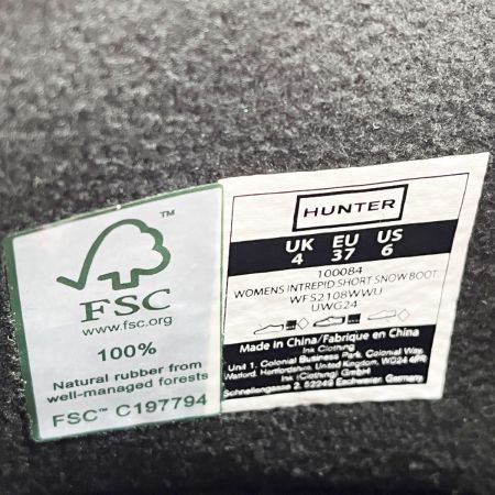  HUNTER ハンター ウィンターブーツ 24cm レディース 62291 ブラック