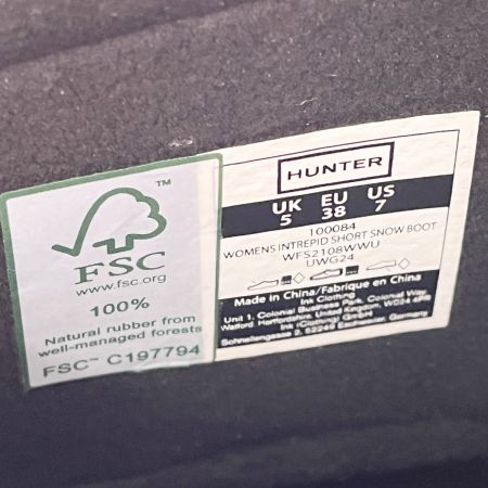  HUNTER ハンター ウィンターブーツ 25㎝ レディース 62291 ブラック