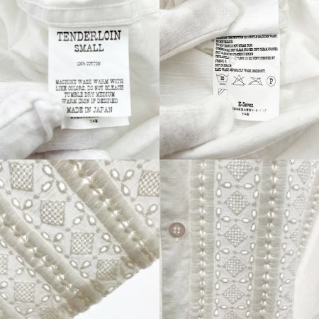  TENDERLOIN テンダーロイン コットン 半袖 シャツ 刺繍 ホワイト