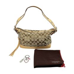 ◆◆ COACH コーチ シグネチャー ショルダーバッグ 肩掛け キャンバス 9363 ベージュ/茶 Bランク