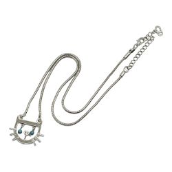 ◆◆ Christian Dior クリスチャンディオール 猫 ネックレス Cat シルバー/ターコイズブルー Bランク
