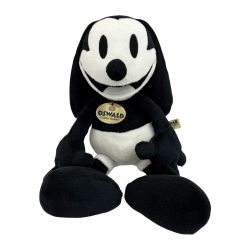 ◆◆ ディズニー オズワルド ぬいぐるみ 110周年 ウォルト・ディズニー展限定 真鍮プレート モノクロ Bランク