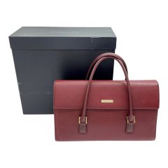  BURBERRY バーバリー ハンドバッグ レディース ブラウン x レッド Bランク