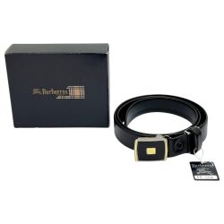 ◆◆ BURBERRY バーバリー レザーベルト ホースロゴ ブラック メンズ 箱付 Bランク