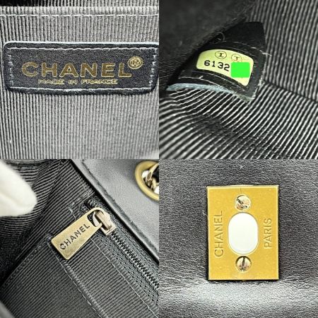  CHANEL シャネル マトラッセ ワイルドステッチ ショルダーバッグ Wチェーン ブラック×アイボリー x アイボリー