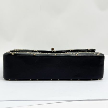  CHANEL シャネル マトラッセ ワイルドステッチ ショルダーバッグ Wチェーン ブラック×アイボリー x アイボリー