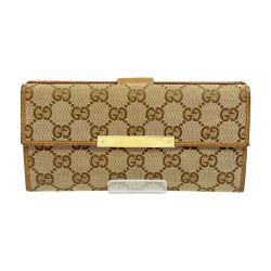 ◆◆ GUCCI グッチ 長財布 GGキャンバス 3661 Wホック レディース 112715 ベージュ Bランク