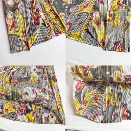  ISSEY MIYAKE イッセイミヤケ プリーツスカート レディース グレー×イエロー×ピンク