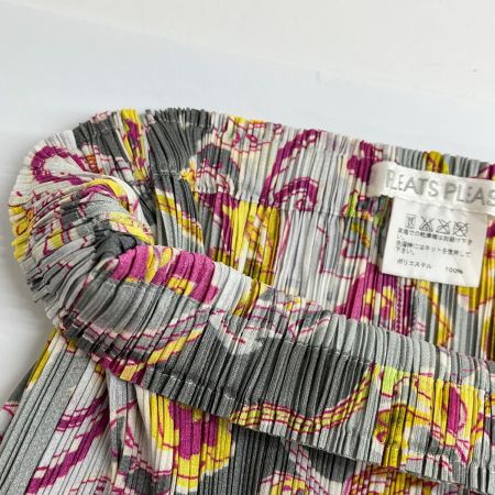  ISSEY MIYAKE イッセイミヤケ プリーツスカート レディース グレー×イエロー×ピンク