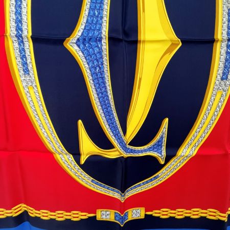  Cartier カルティエ スカーフ チェーン 箱付 タグ付 ブルー×レッド