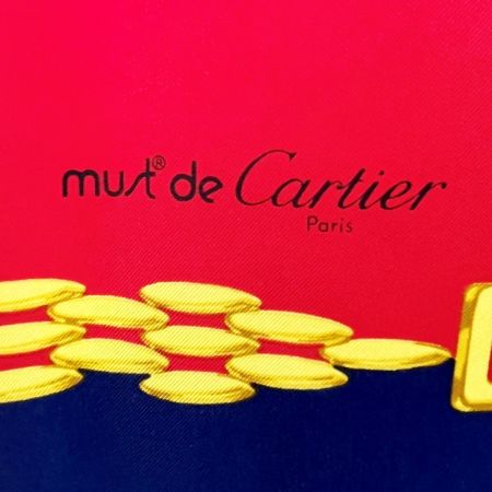  Cartier カルティエ スカーフ チェーン 箱付 タグ付 ブルー×レッド
