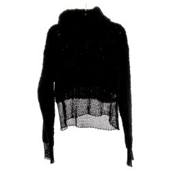 ◆◆ ISSEY MIYAKE イッセイミヤケ ハイネックニット Mサイズ レディース 黒 ブラック Cランク