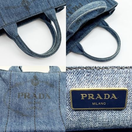  PRADA プラダ トートバッグ カナパ 2way デニム 布袋・ギャランティーカード付 ブルー