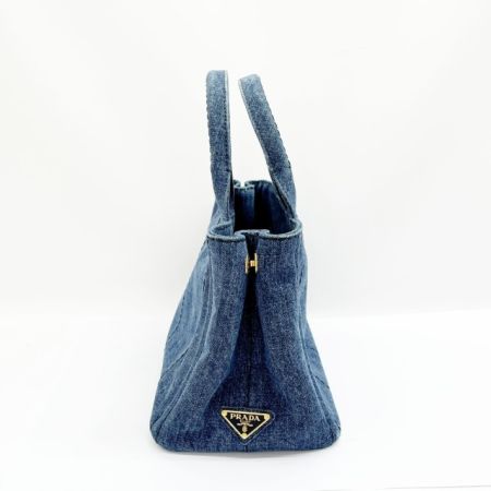  PRADA プラダ トートバッグ カナパ 2way デニム 布袋・ギャランティーカード付 ブルー