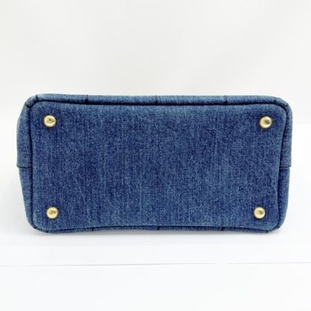  PRADA プラダ トートバッグ カナパ 2way デニム 布袋・ギャランティーカード付 ブルー