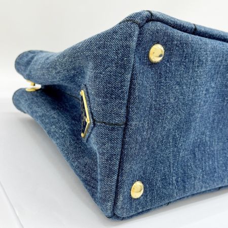 PRADA プラダ トートバッグ カナパ 2way デニム 布袋・ギャランティーカード付 ブルー