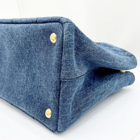  PRADA プラダ トートバッグ カナパ 2way デニム 布袋・ギャランティーカード付 ブルー