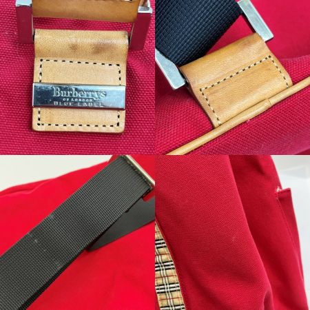  BURBERRY BLUE LABEL バーバリーブルーレーベル ワンショルダー ボディーバッグ ノバチェック キャンバス  レッド