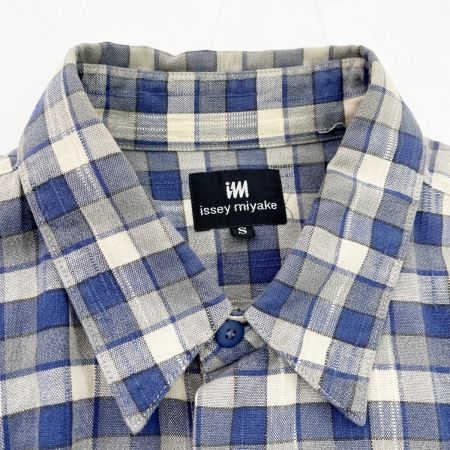  ISSEY MIYAKE イッセイミヤケ チェック シャツ メンズ 青/ベージュ