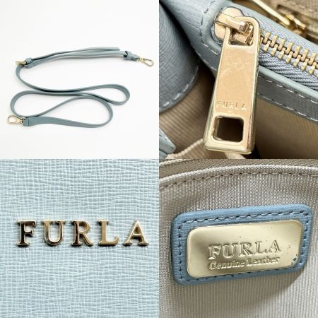  FURLA フルラ MAE マエ 2WAY ショルダーバッグ ブルー ストラップ付 青みがかったグレー