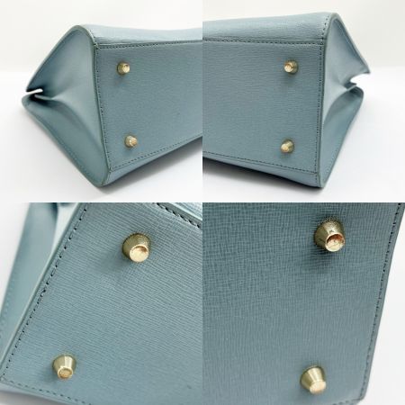  FURLA フルラ MAE マエ 2WAY ショルダーバッグ ブルー ストラップ付 青みがかったグレー