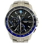  CASIO カシオ オシアナス マンタ 電波ソーラー 腕時計 ステンレススチール OCW-S7000 ネイビー Bランク