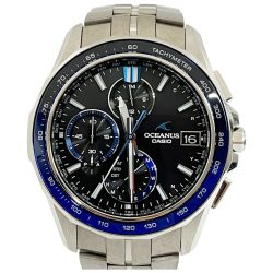 ◆◆ CASIO カシオ オシアナス マンタ 電波ソーラー 腕時計 ステンレススチール OCW-S7000 ネイビー Bランク