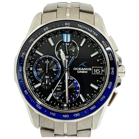  CASIO カシオ オシアナス マンタ 電波ソーラー 腕時計 ステンレススチール OCW-S7000 ネイビー
