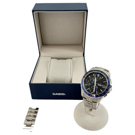  CASIO カシオ オシアナス マンタ 電波ソーラー 腕時計 ステンレススチール OCW-S7000 ネイビー