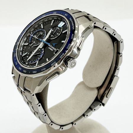  CASIO カシオ オシアナス マンタ 電波ソーラー 腕時計 ステンレススチール OCW-S7000 ネイビー
